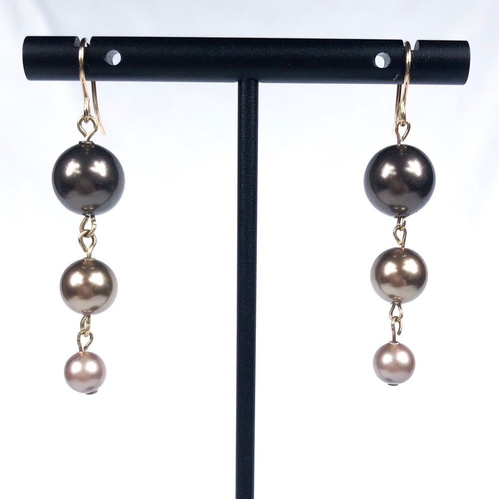 Stunning Brown and Gold Dangle Earrings